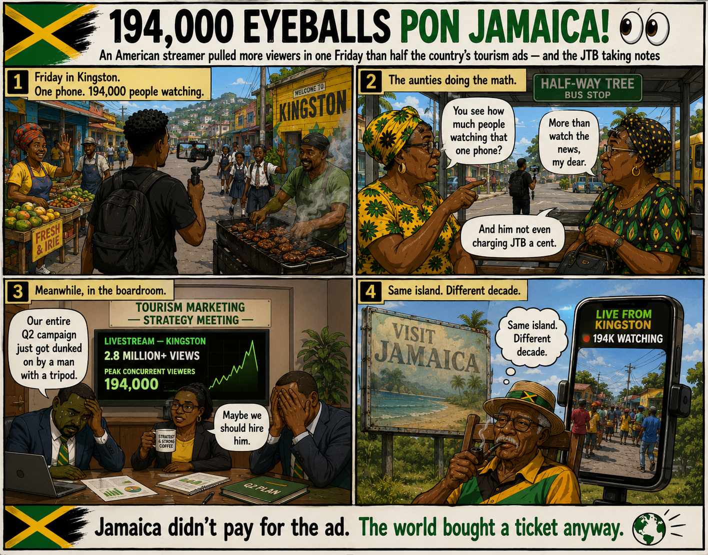 194,000 Eyeballs Pon Jamaica — An American streamer pulled more viewers in one Friday than half the country&rsquo;s tourism ads