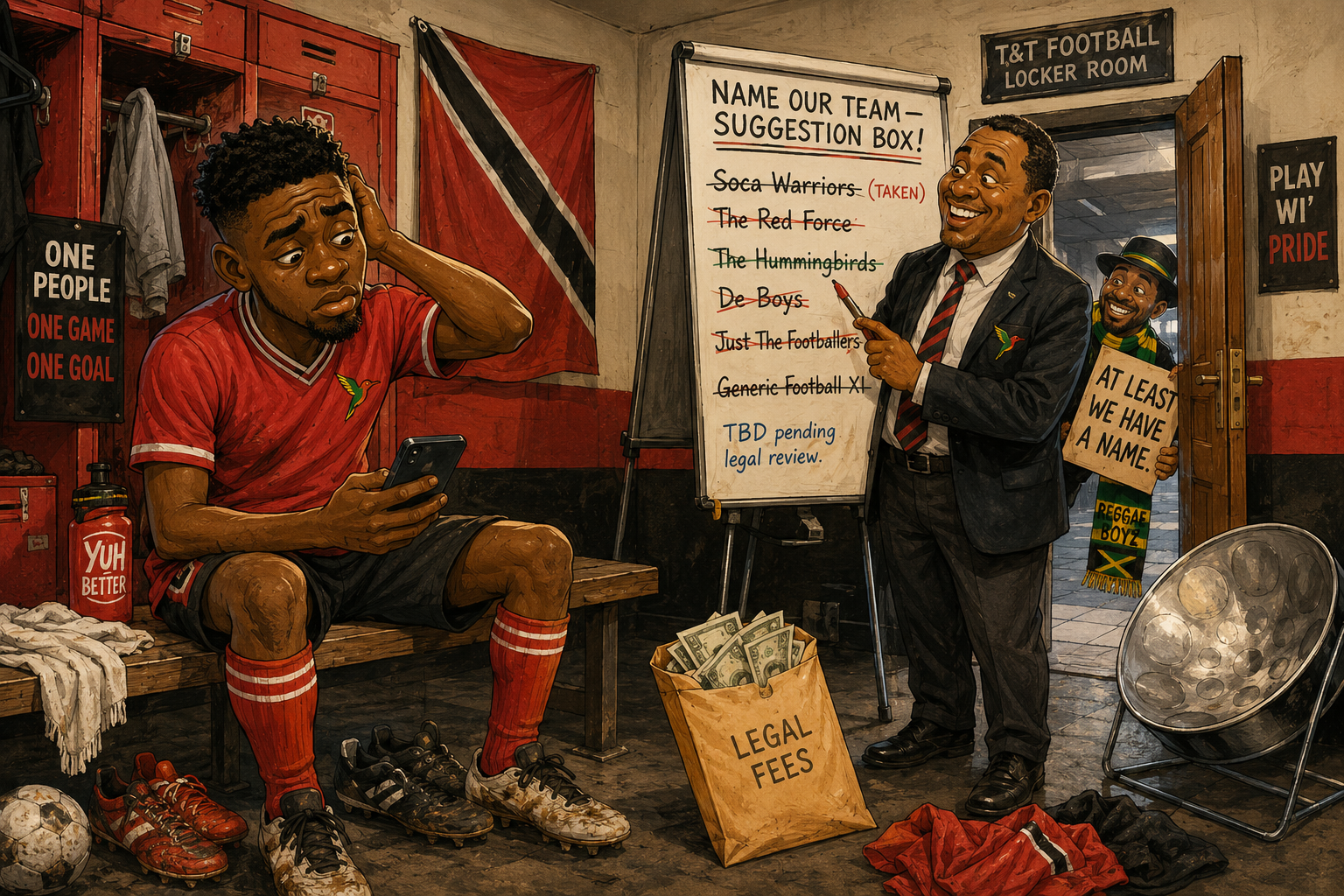 Sports cartoon: Reggae Boyz vs Nigeria, Unity Cup final 2026